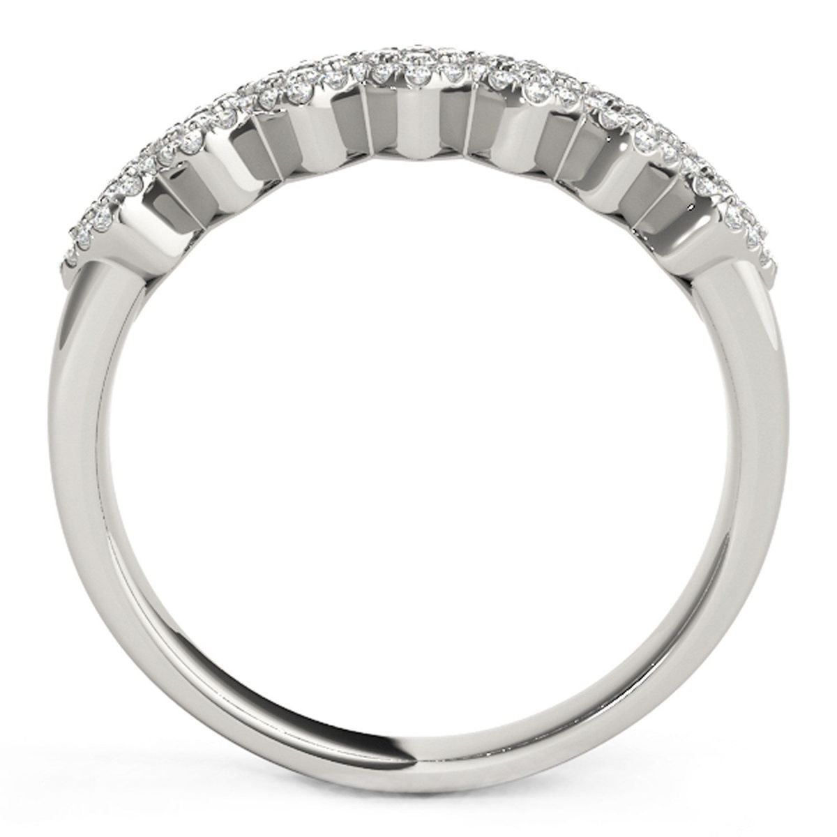 Diamond Studded Wide Multi-Diagonal Pattern Ring in 14k White Gold (5/8 cttw) thumbnail 3