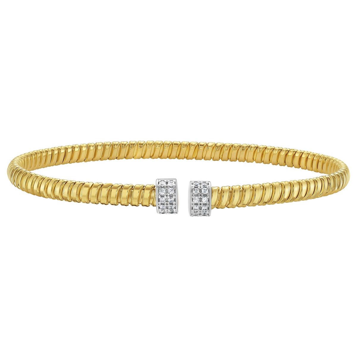 14K Yellow Gold Endcaps Tubogas Cuff Bangle (3.90 mm) thumbnail 2