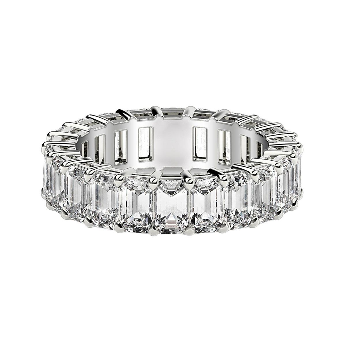 Emerald Cut Lab Grown Diamond Eternity Ring in 14k White Gold (3 cttw FG/VS2) thumbnail 2