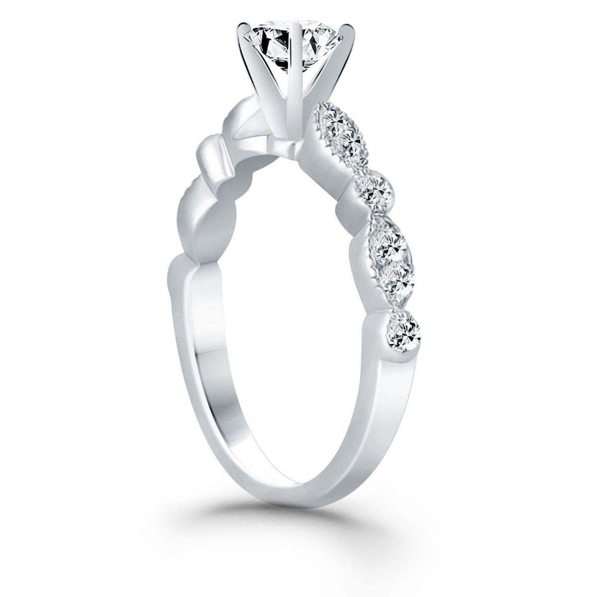 14k White Gold Fancy Shaped Diamond Engagement Ring thumbnail 3