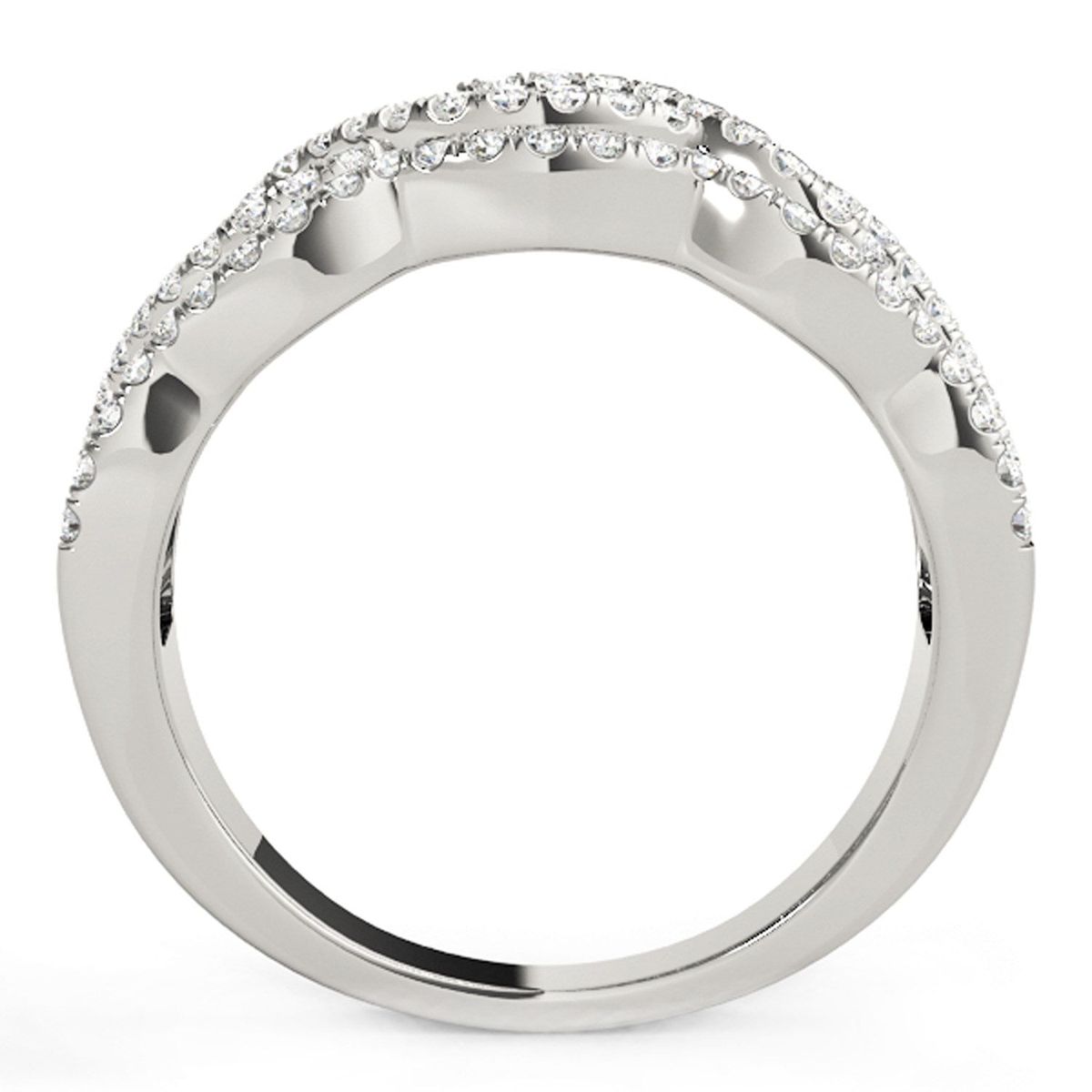 Diamond Studded Ring with Four Curves in 14k White Gold (5/8 cttw) thumbnail 3