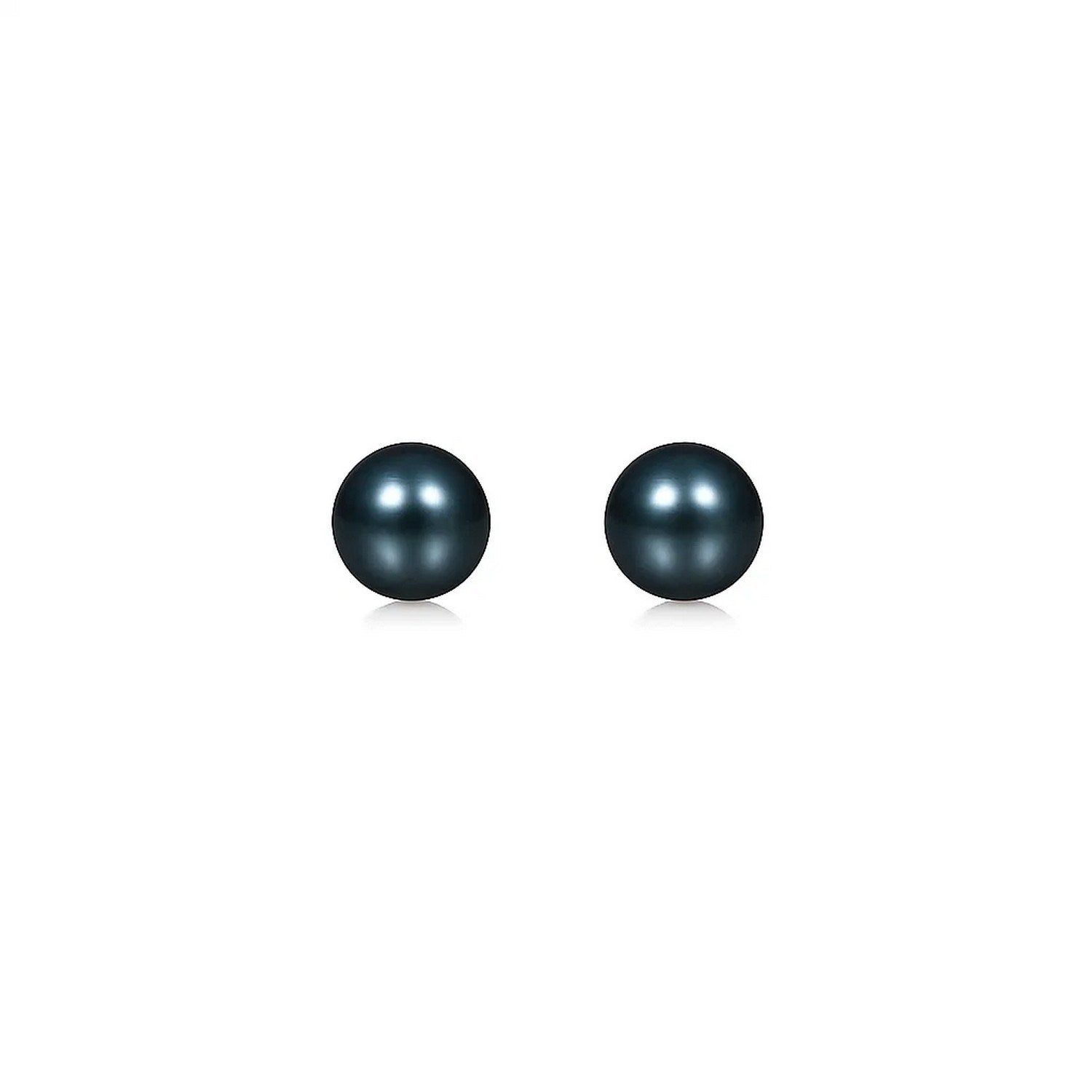 14k Yellow Gold Cultured Black Pearl Stud Earrings (7mm)