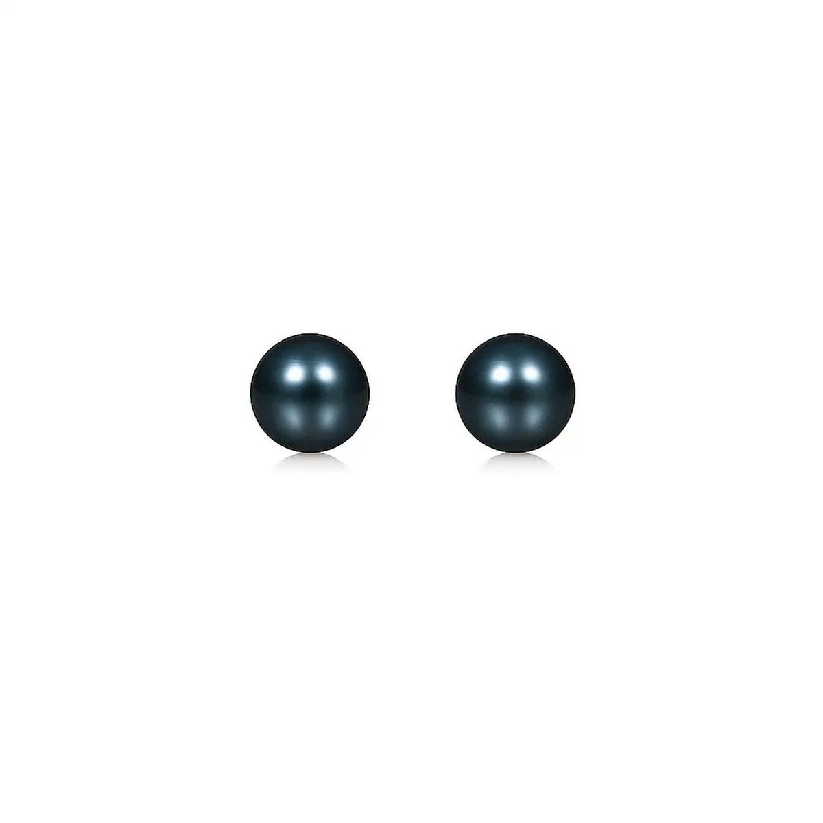 14k Yellow Gold Cultured Black Pearl Stud Earrings (7mm)