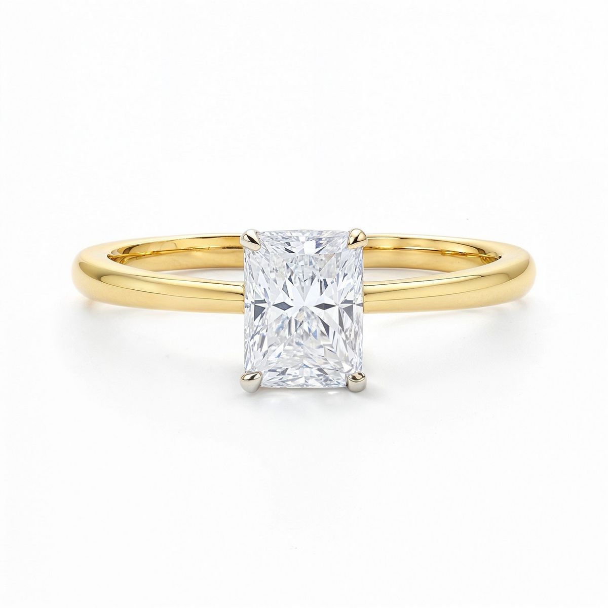 1 Carat Radiant Lab Grown IGI G/VS1 Diamond Solitaire Ring in 14K Yellow Gold thumbnail 4