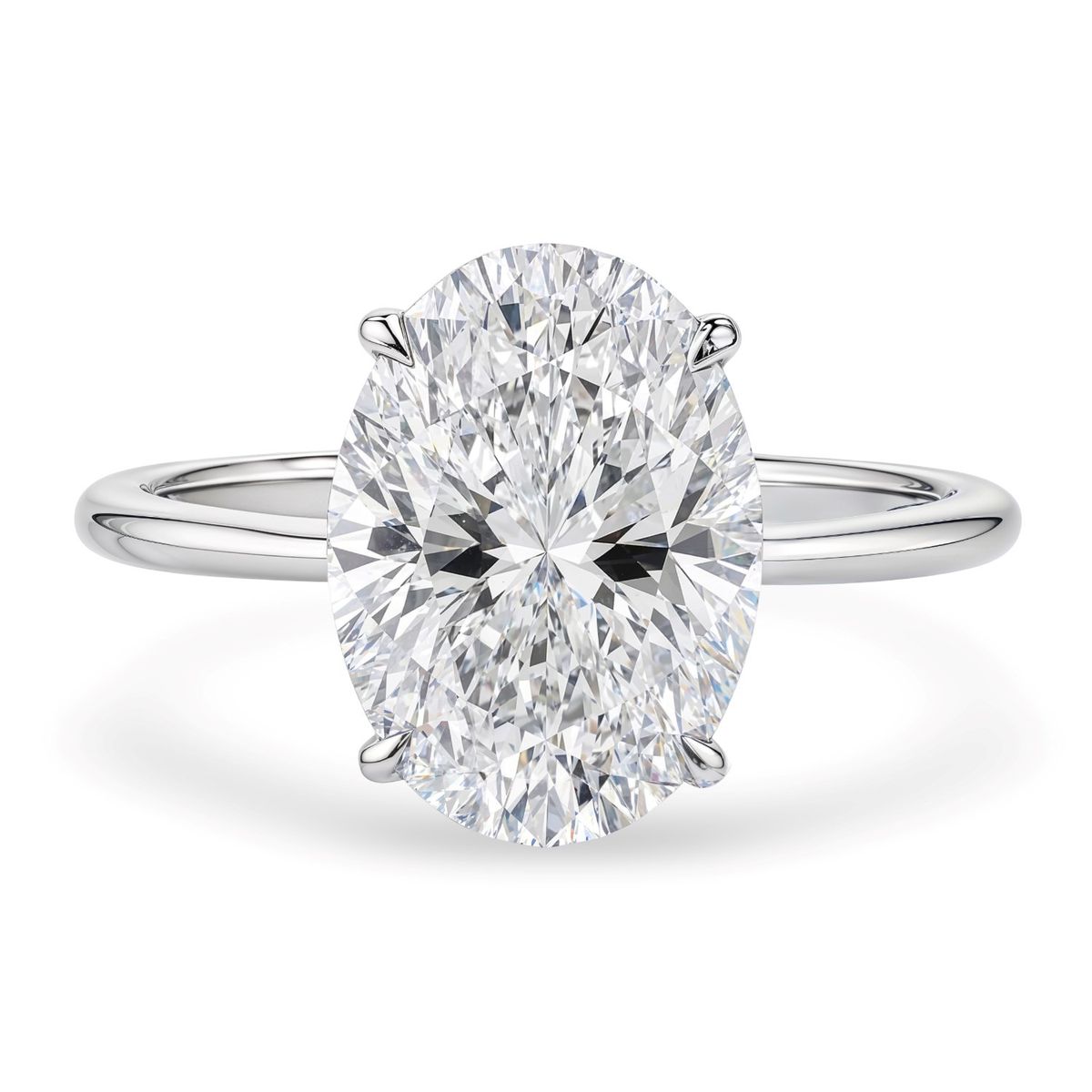 5 Carat Oval Lab Grown IGI G/VS1 Diamond Solitaire Ring in 14K White Gold thumbnail 3