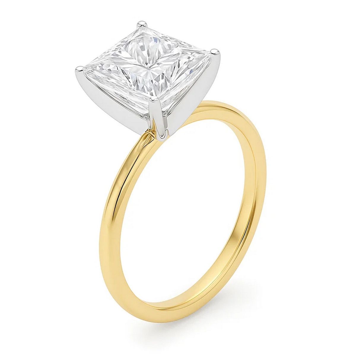 5 Carat Princess Lab Grown IGI G/VS1 Diamond Solitaire Ring in 10K Yellow Gold thumbnail 3