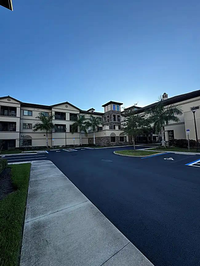 Parking lot with landscaping islands