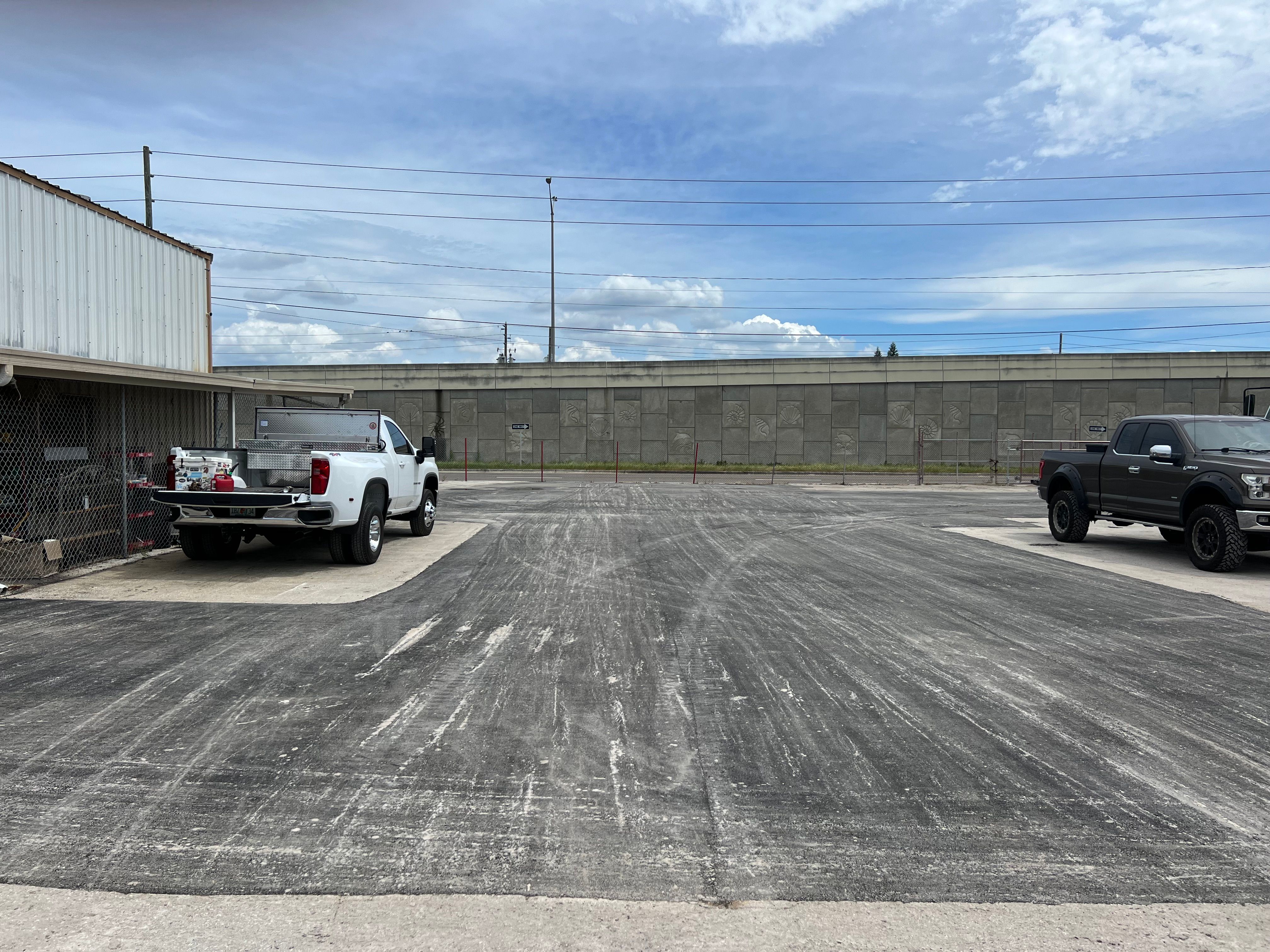 Milled or prepared pavement surface at an industrial property