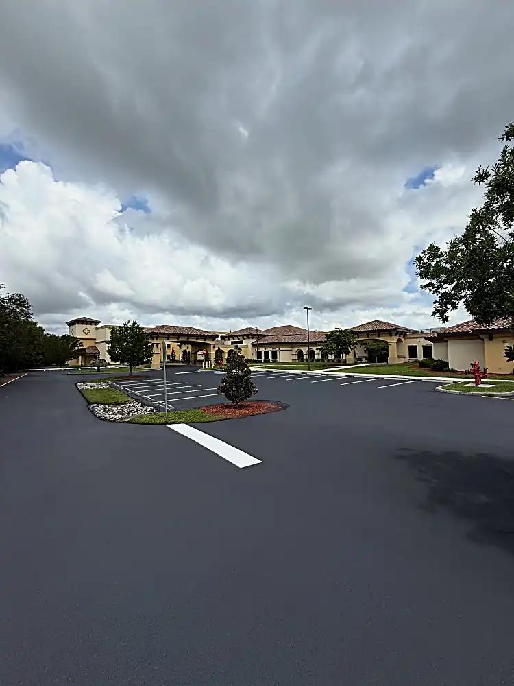 Parking lot with fresh striping