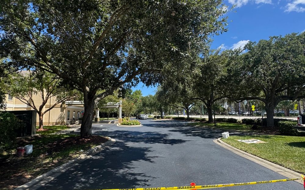 Finished asphalt roadway at a managed residential property