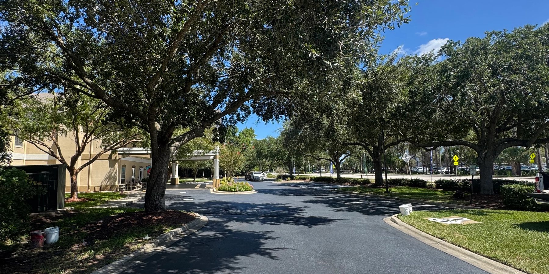 Finished asphalt roadway at a managed residential property
