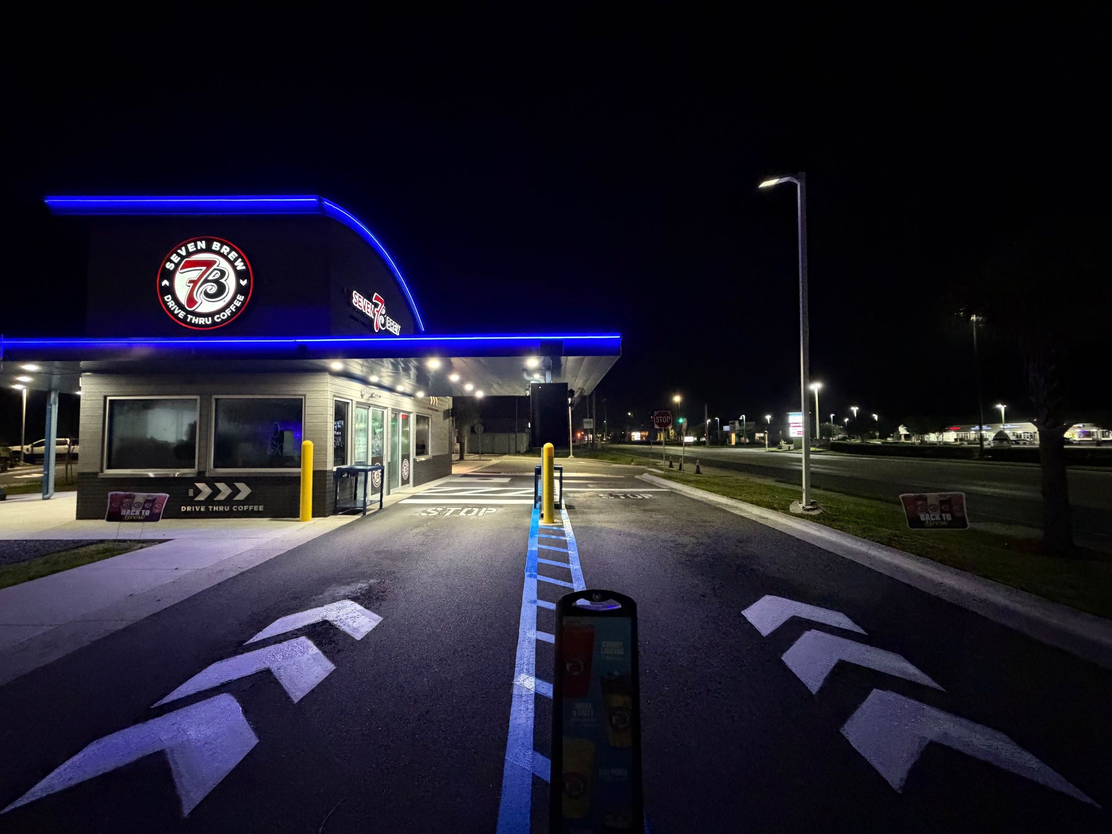 Finished Re-striping drive thru of the 7brew stand