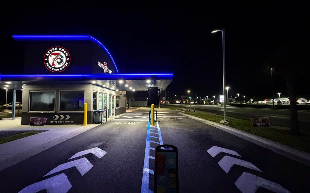 Finished Re-striping drive thru of the 7brew stand