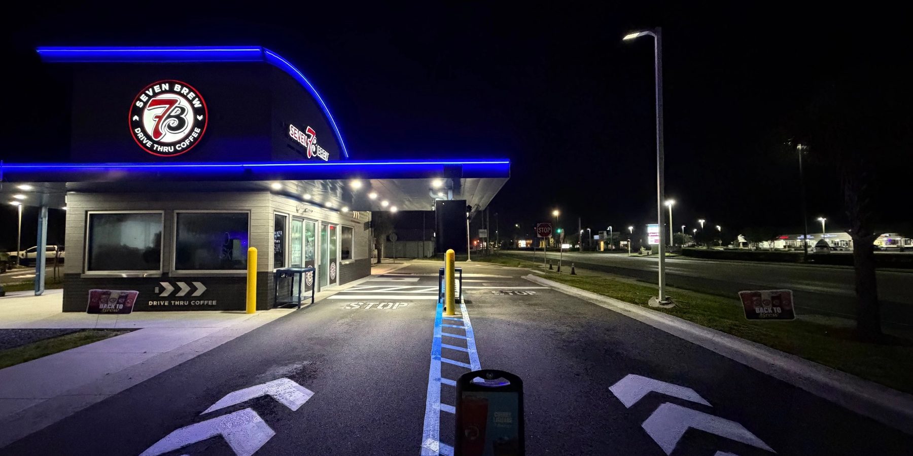 Finished Re-striping drive thru of the 7brew stand