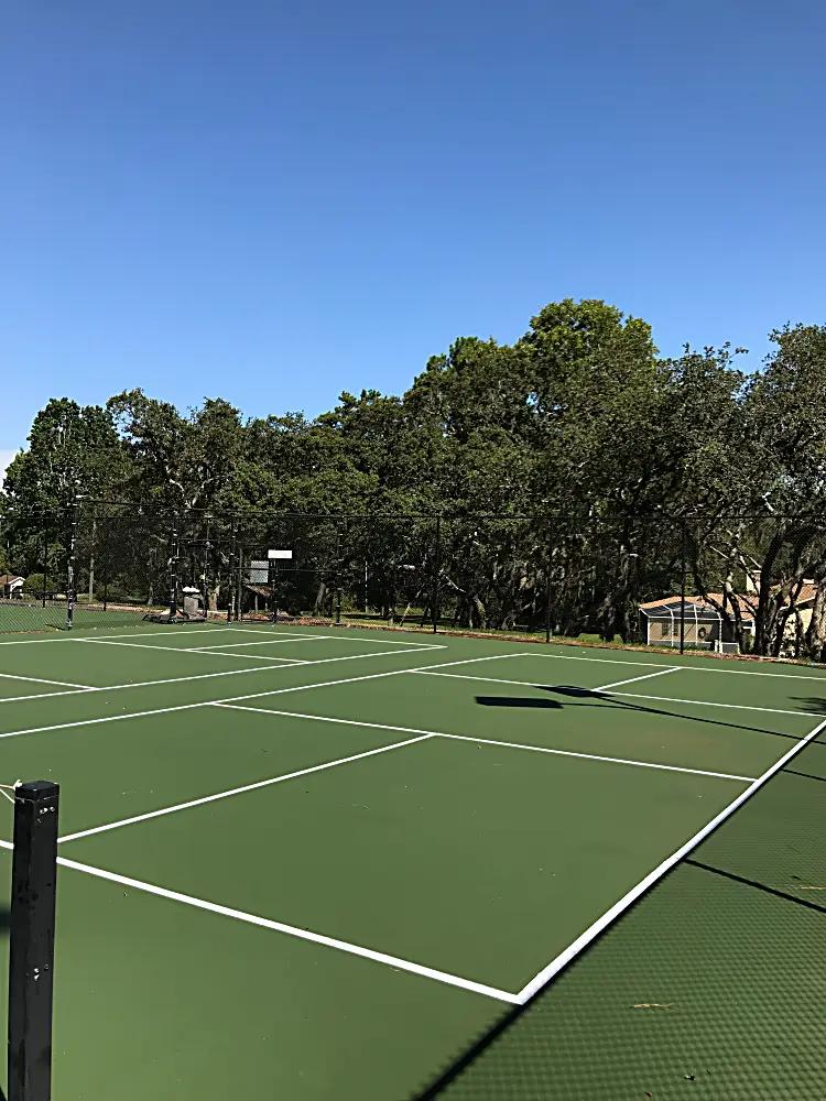 Fresh tennis court striping