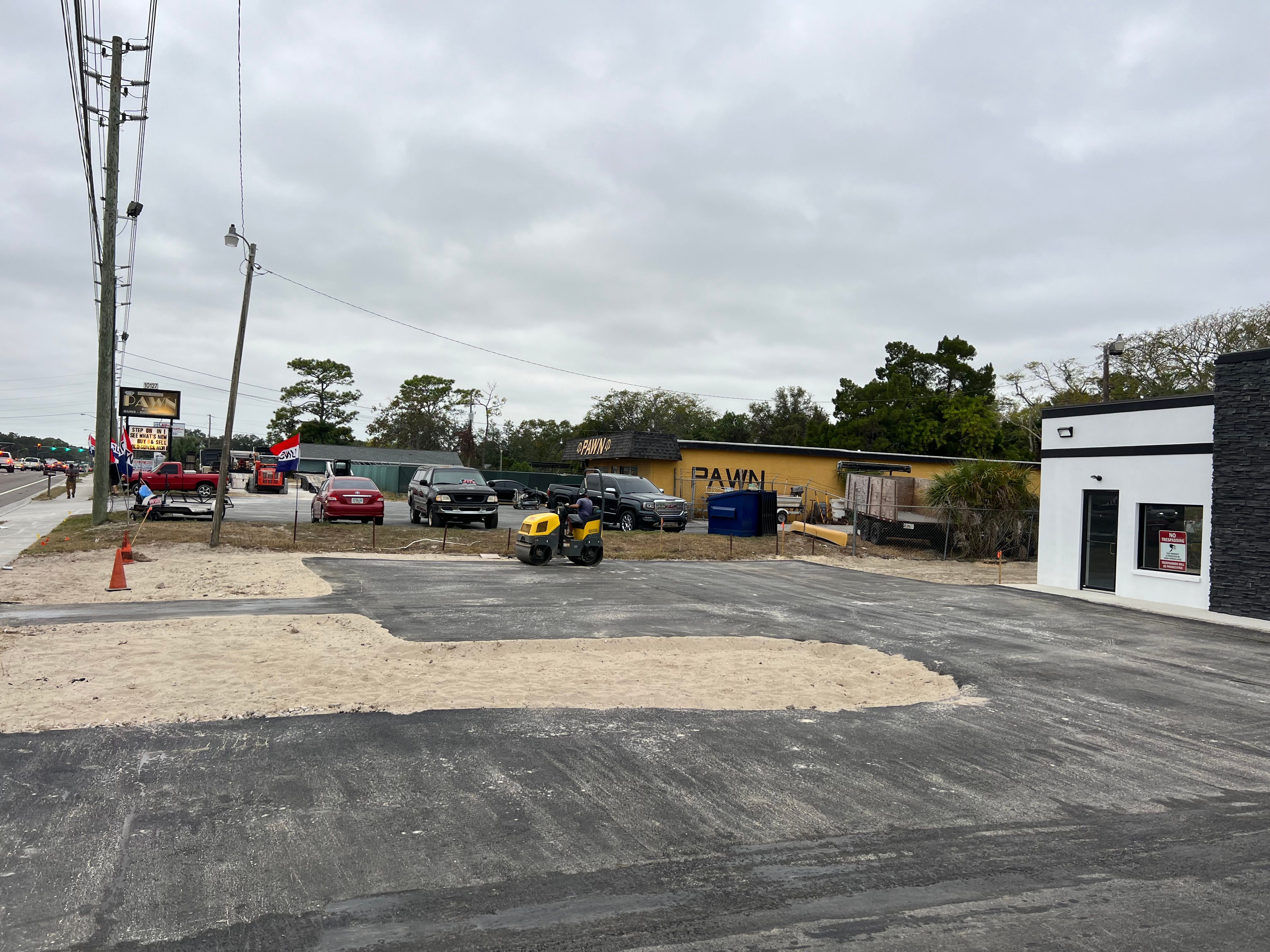 Pavement preparation work at a self-storage property