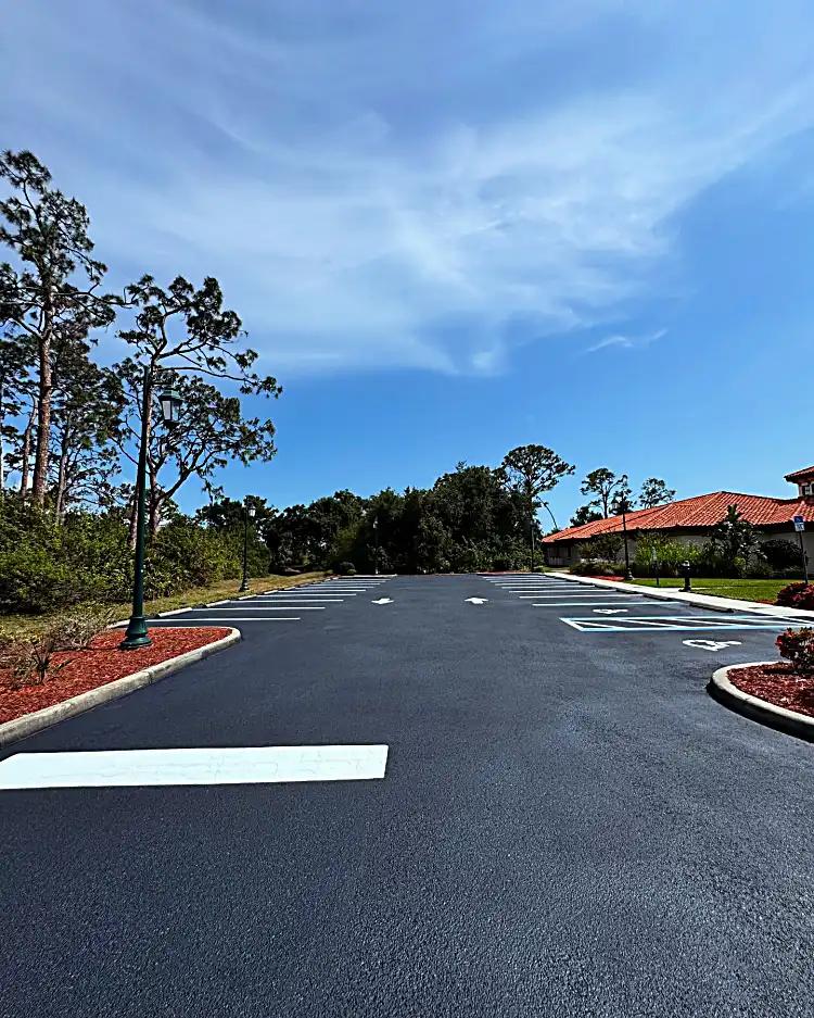Fresh striping and handicap spaces