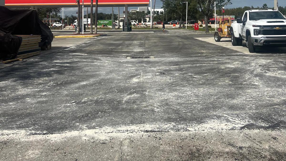 Aged commercial pavement before repair and maintenance planning
