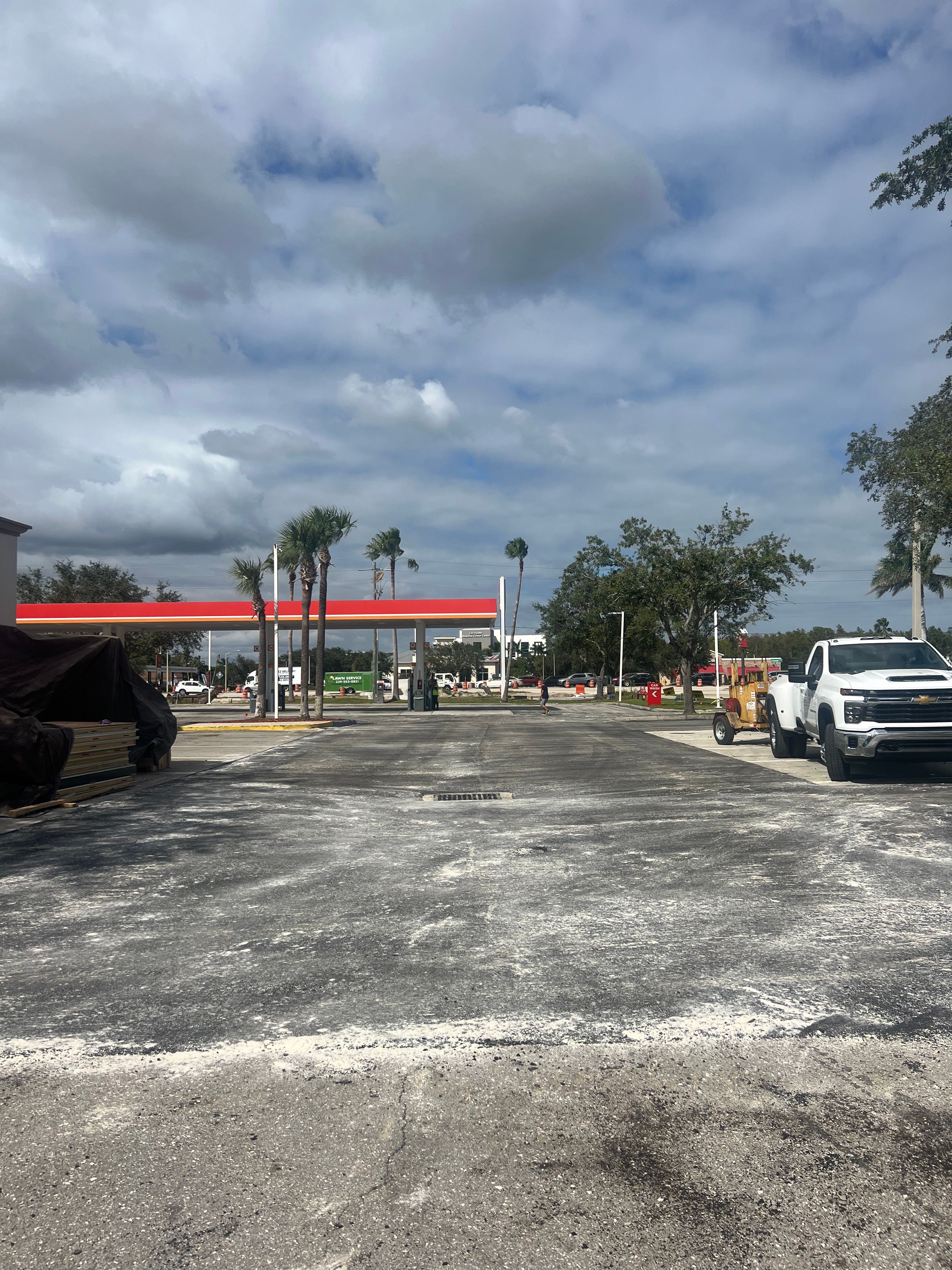 Commercial parking-lot surface before final paving or maintenance