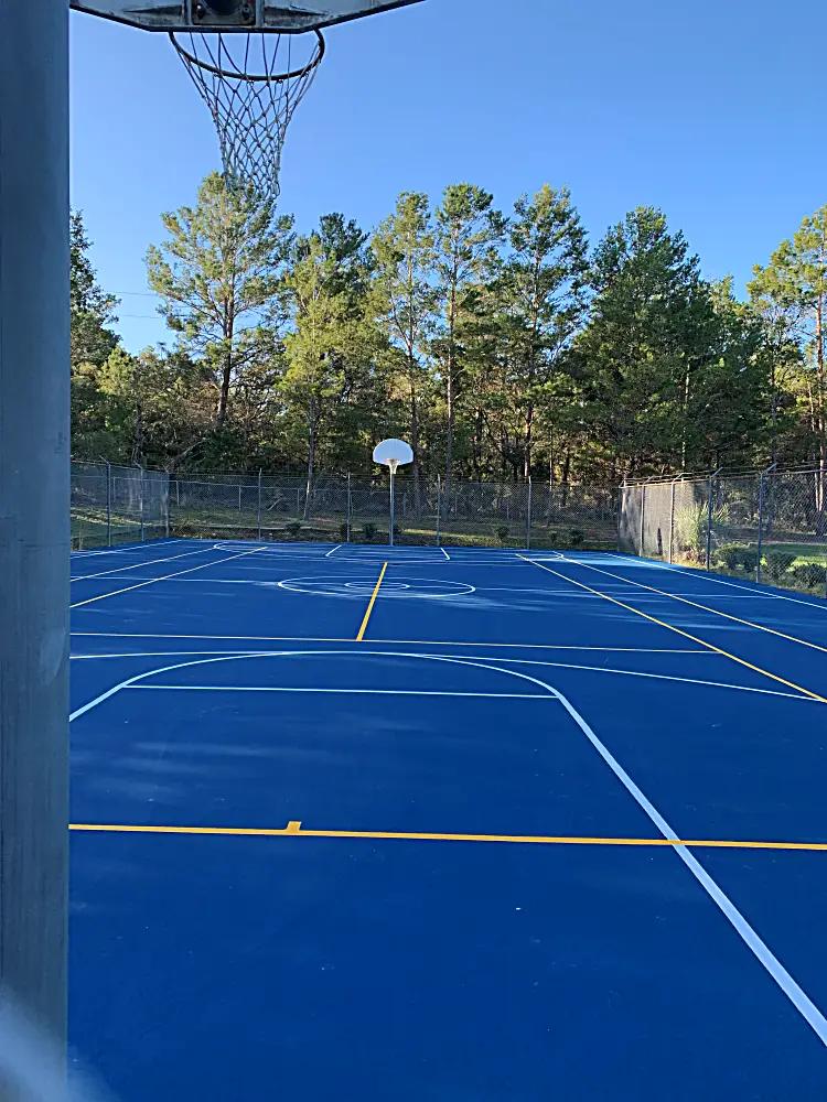 Basketball court with multi-sport striping
