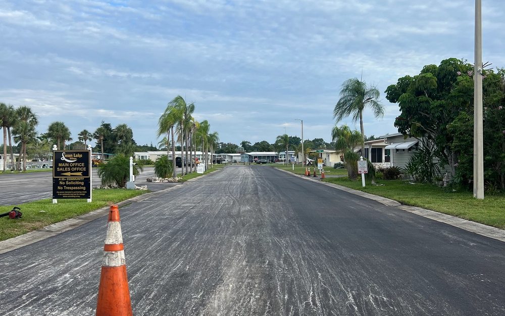 Community road surface prepared before paving