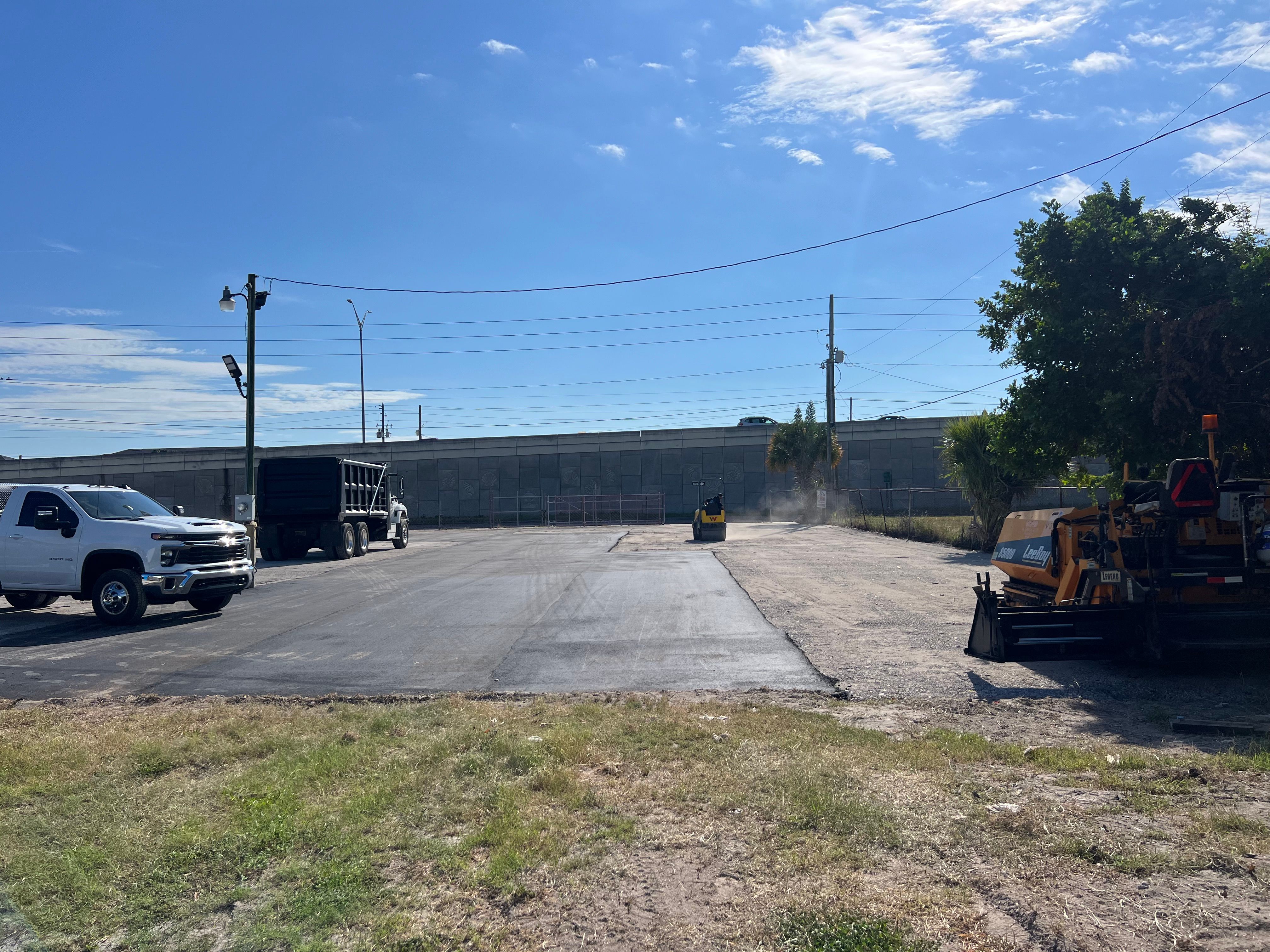 Commercial industrial lot before final asphalt surfacing