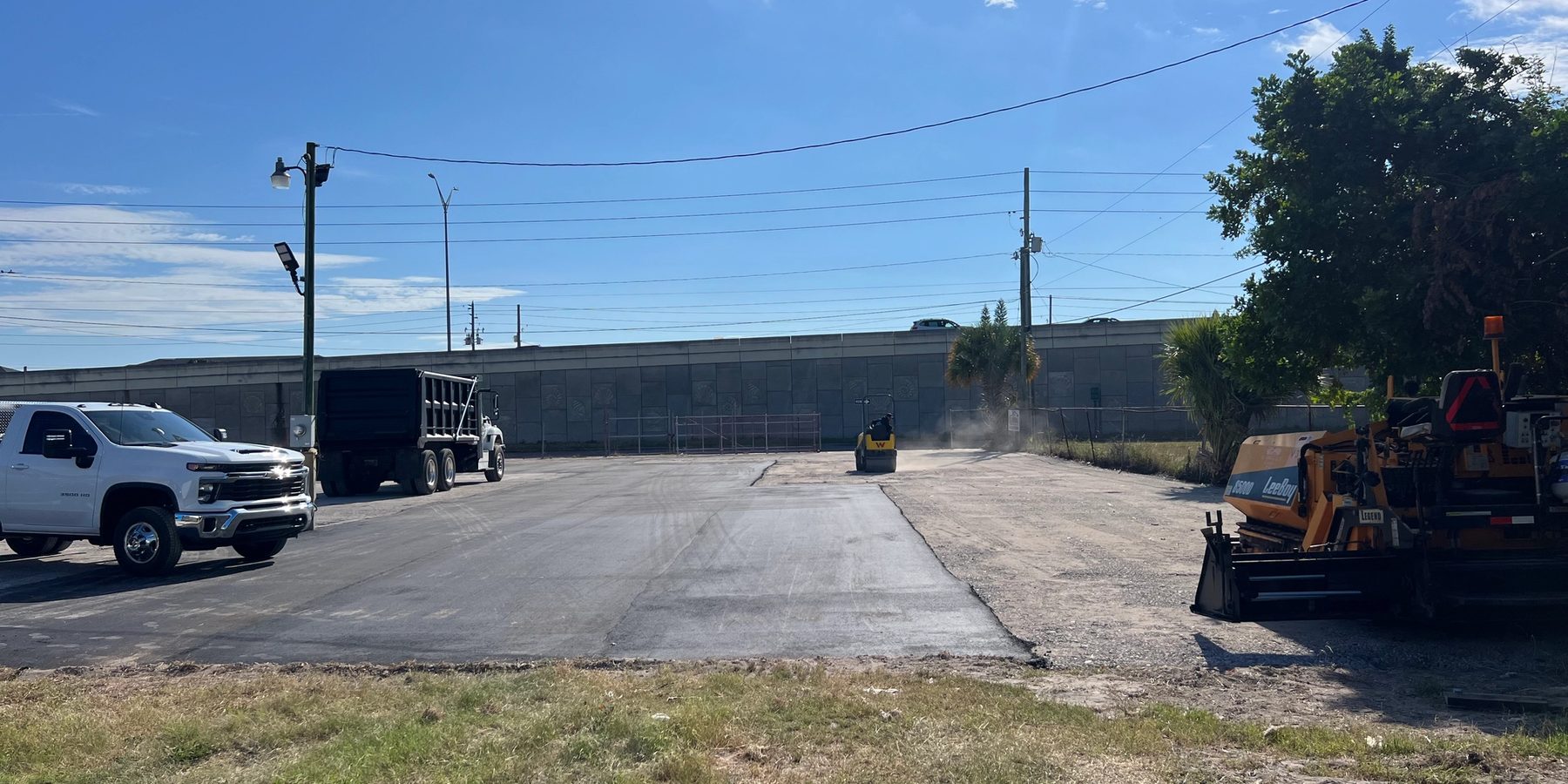 Commercial industrial lot before final asphalt surfacing