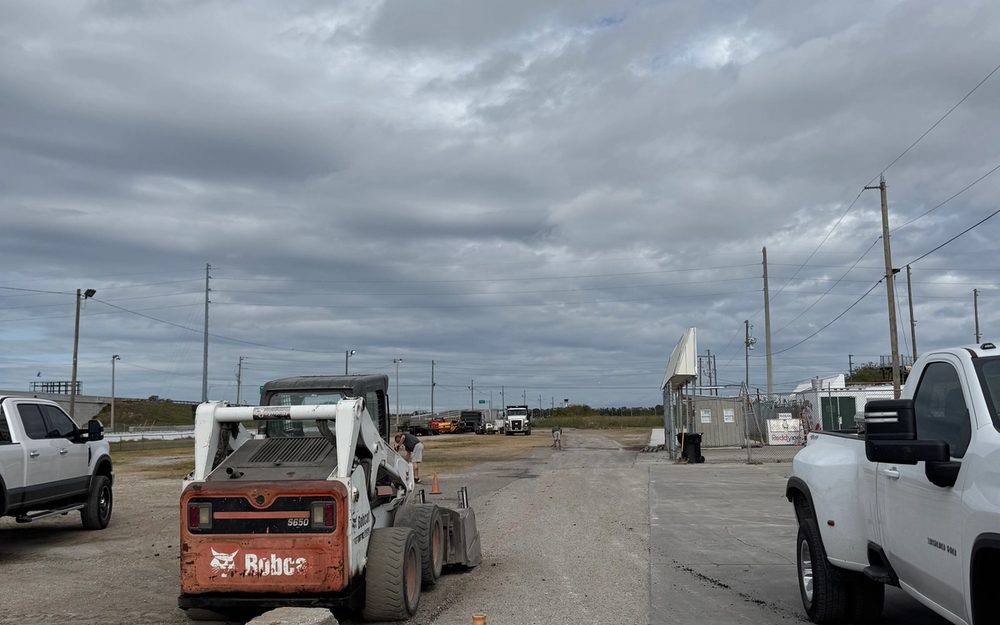 Surfaced access road serving an industrial property