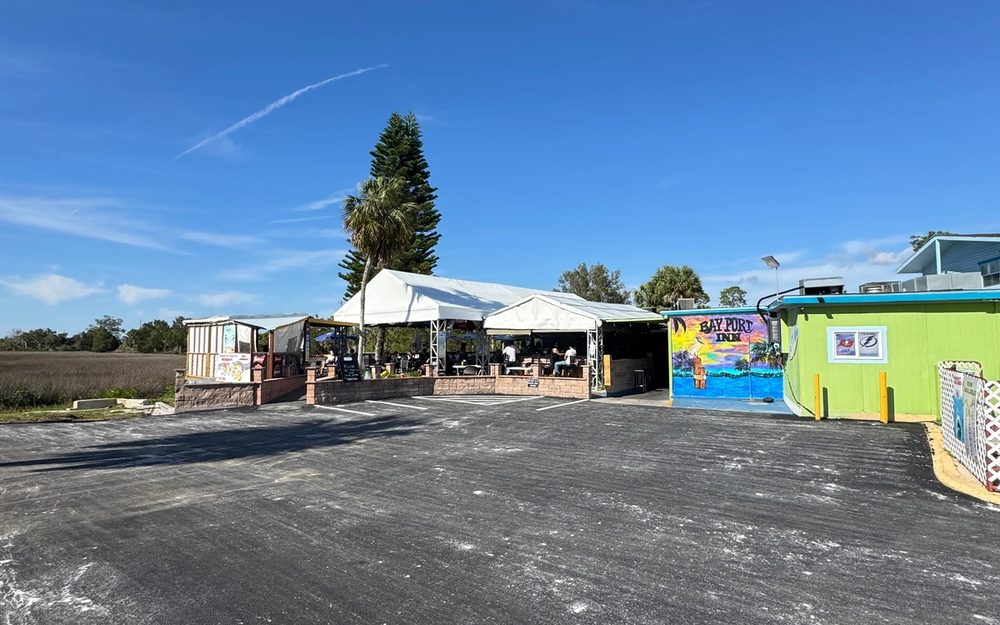 Commercial parking lot surface before final pavement markings