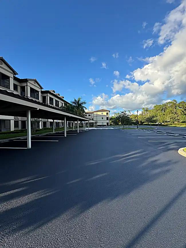 Covered parking area with fresh surface