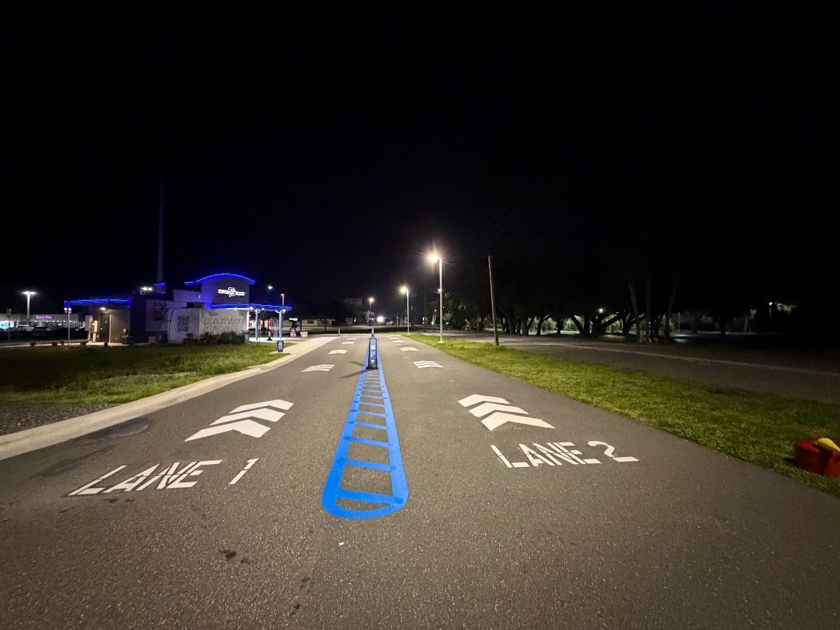 Completed Re-stripe Drive thru entrance