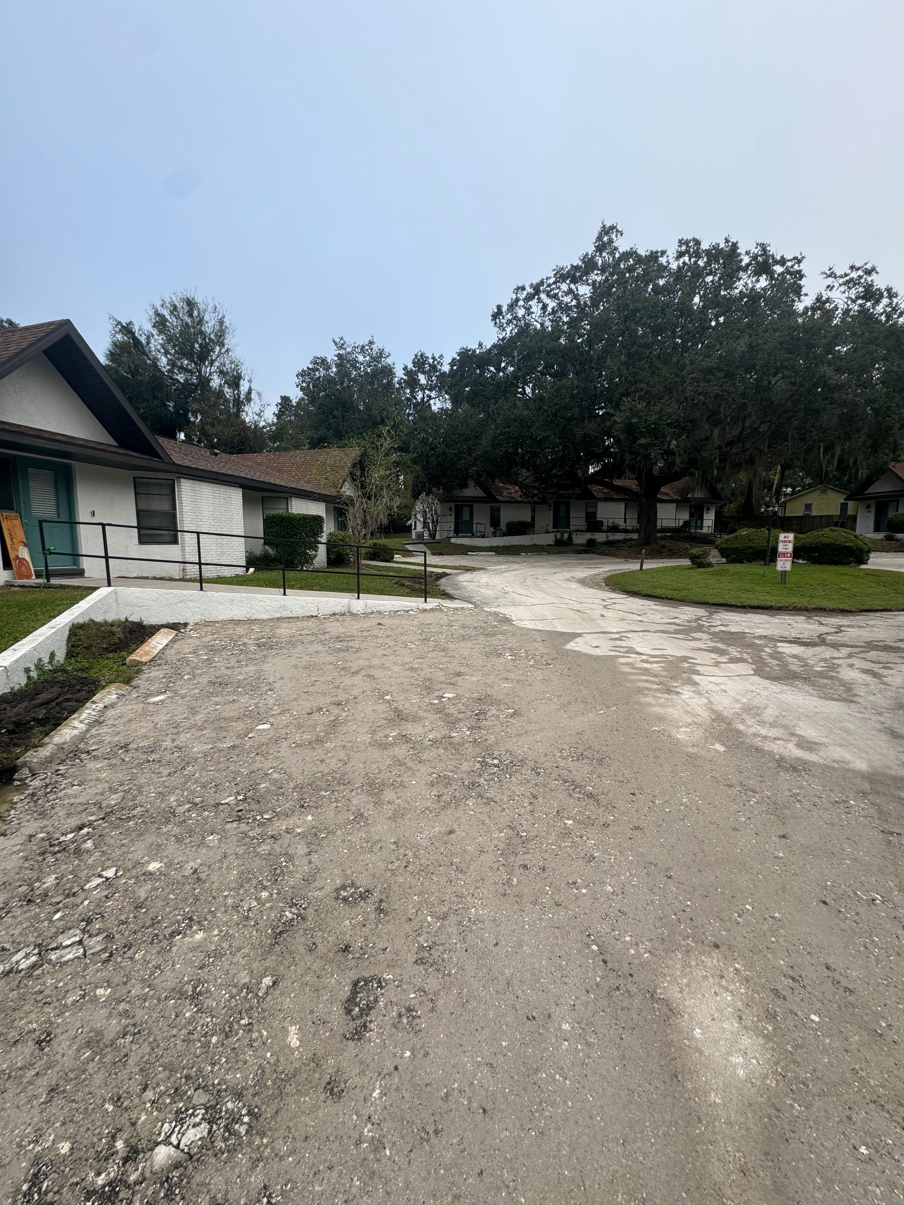 Paving work in progress on a residential community road