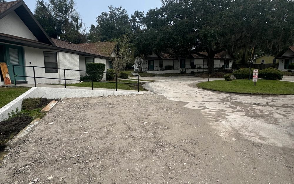 Paving work in progress on a residential community road