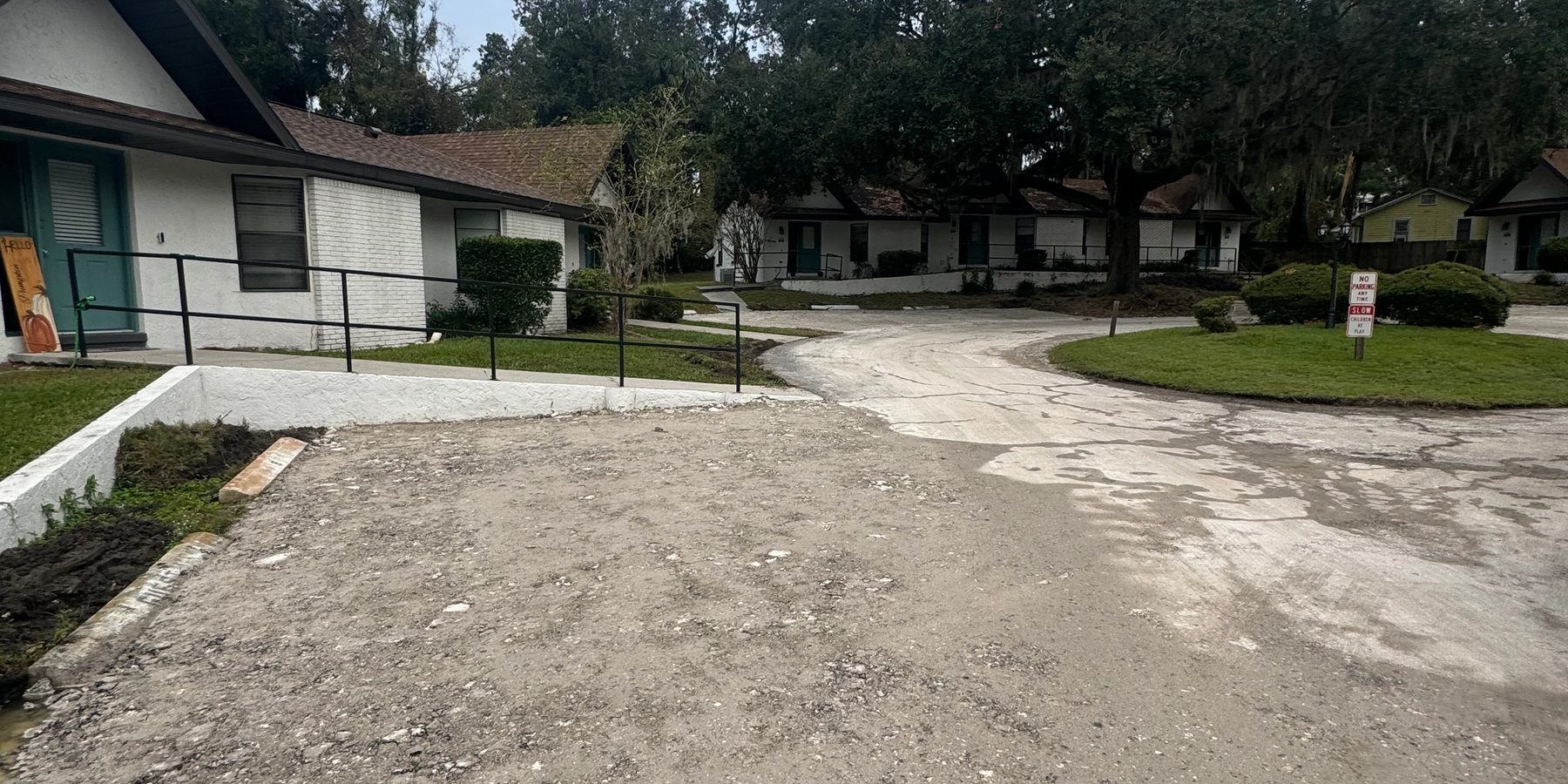 Paving work in progress on a residential community road
