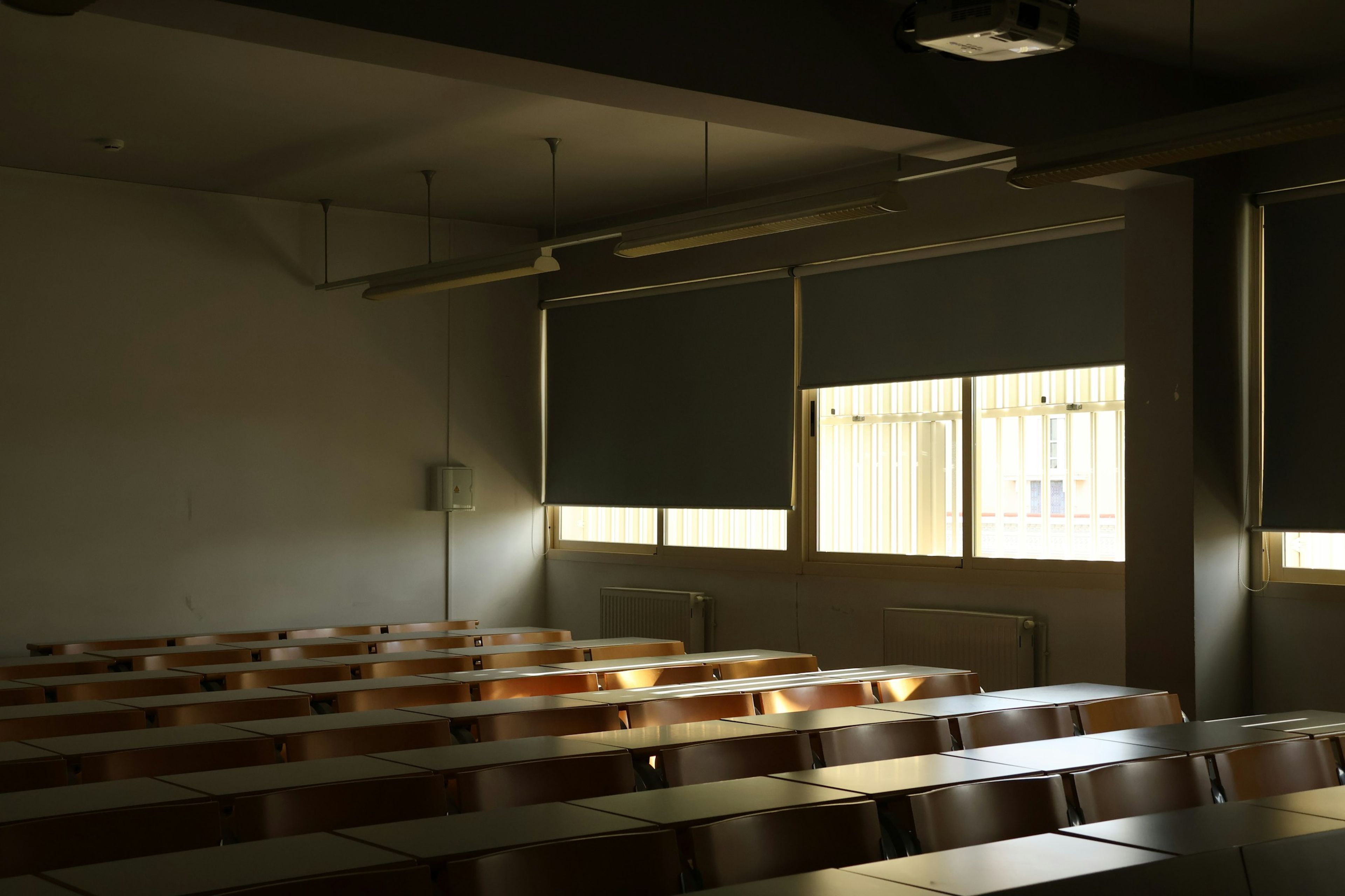 Classroom with an air-quality monitor