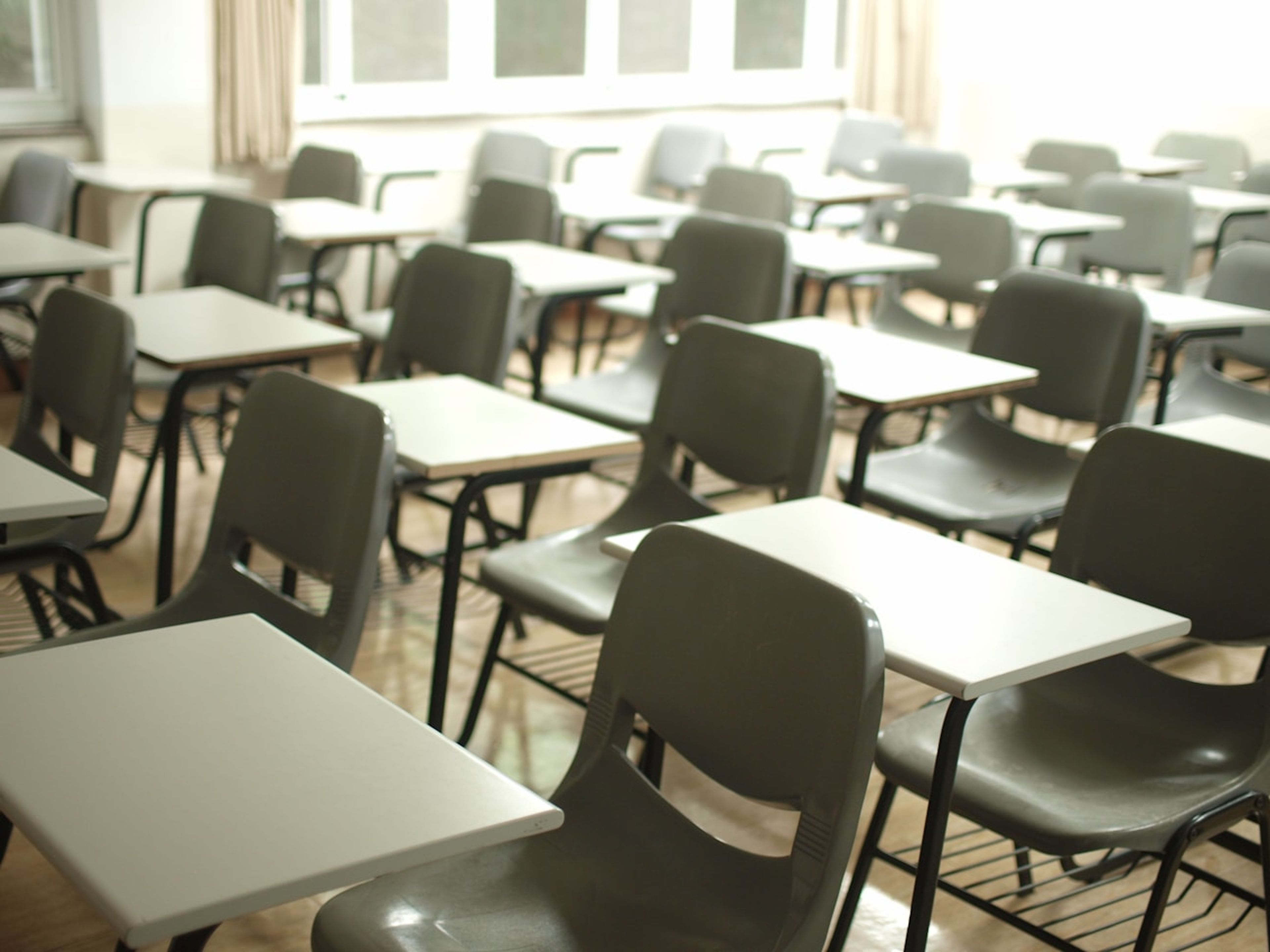 Empty classroom with desks