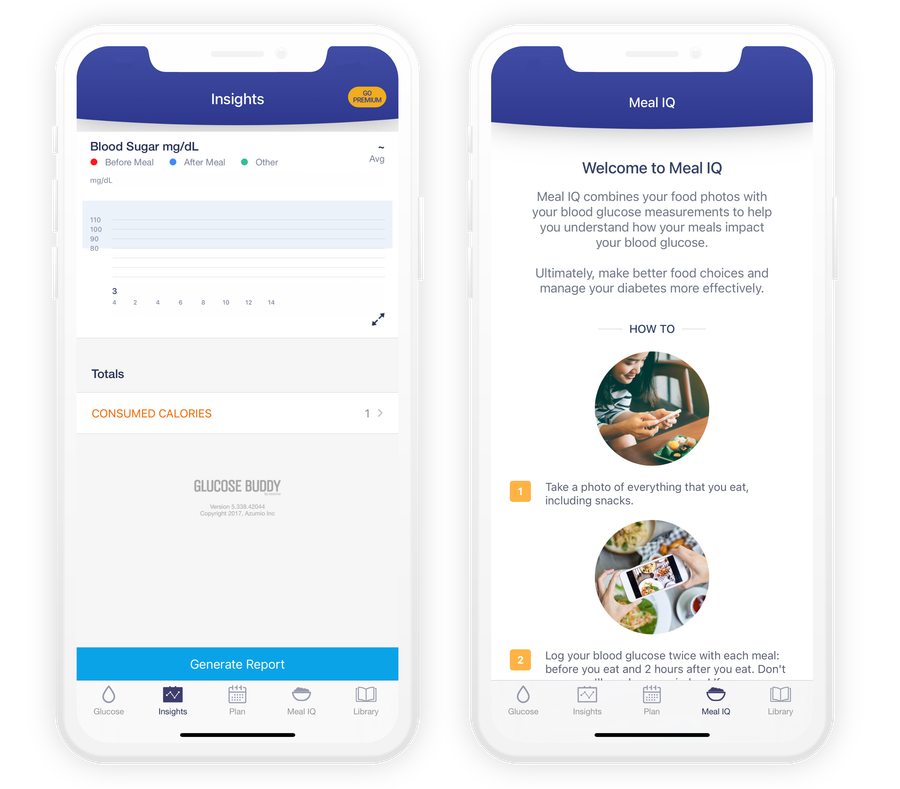 Glucose Buddy in App screens
