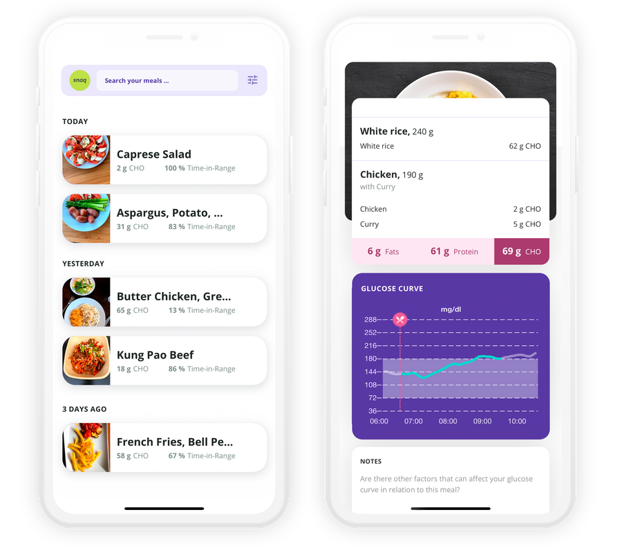 SNAQ in App screens