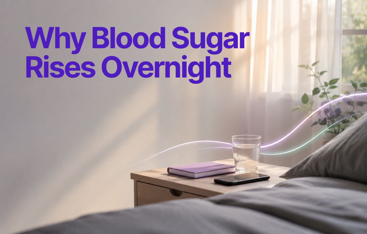 Header illustration for an article on the dawn phenomenon and why blood sugar rises overnight.
