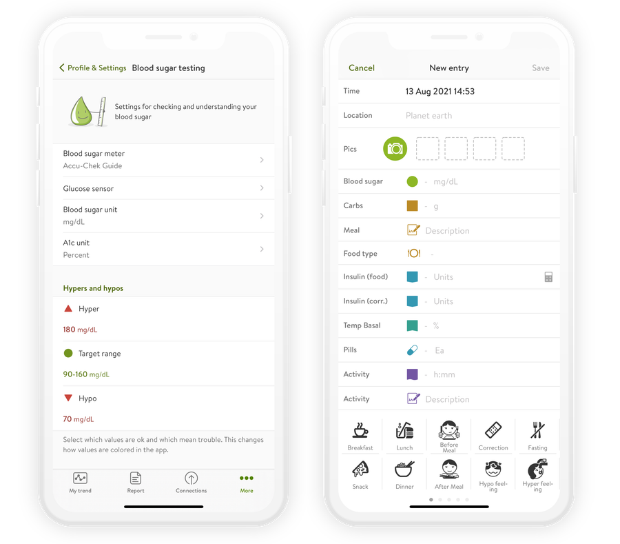 mySugr in App screens