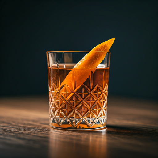 Elegant cocktail with citrus garnish in crystal glass