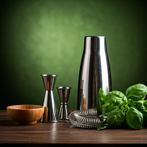 Bar tools and fresh ingredients staged for cocktail service
