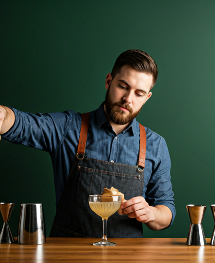 Professional bartender preparing a cocktail during an upscale event