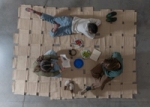A birds-eye view of the original Twice Woven Rug No. 5 in use.