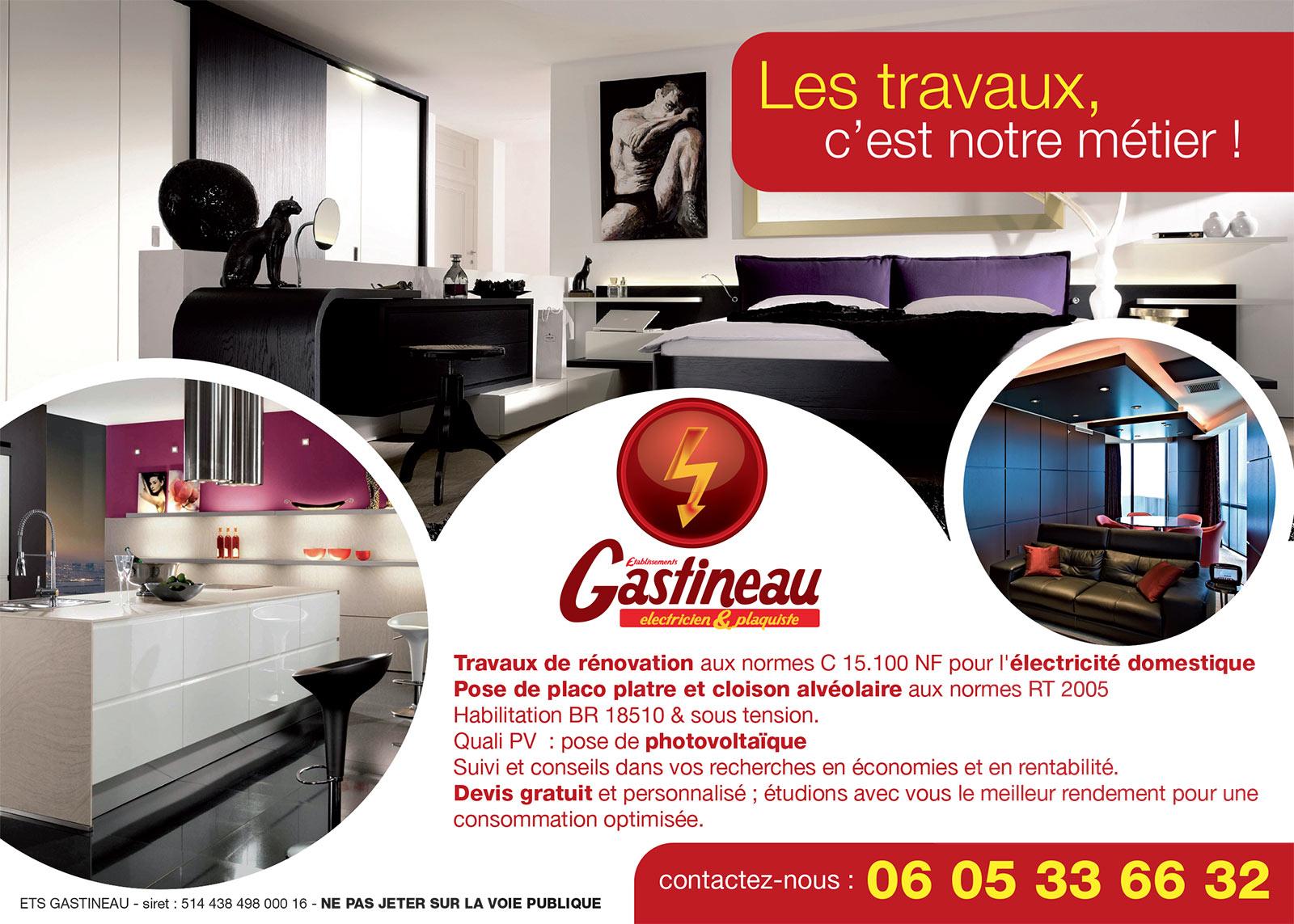Flyer artisan, rénovation, électricité et plaquage Bordeaux