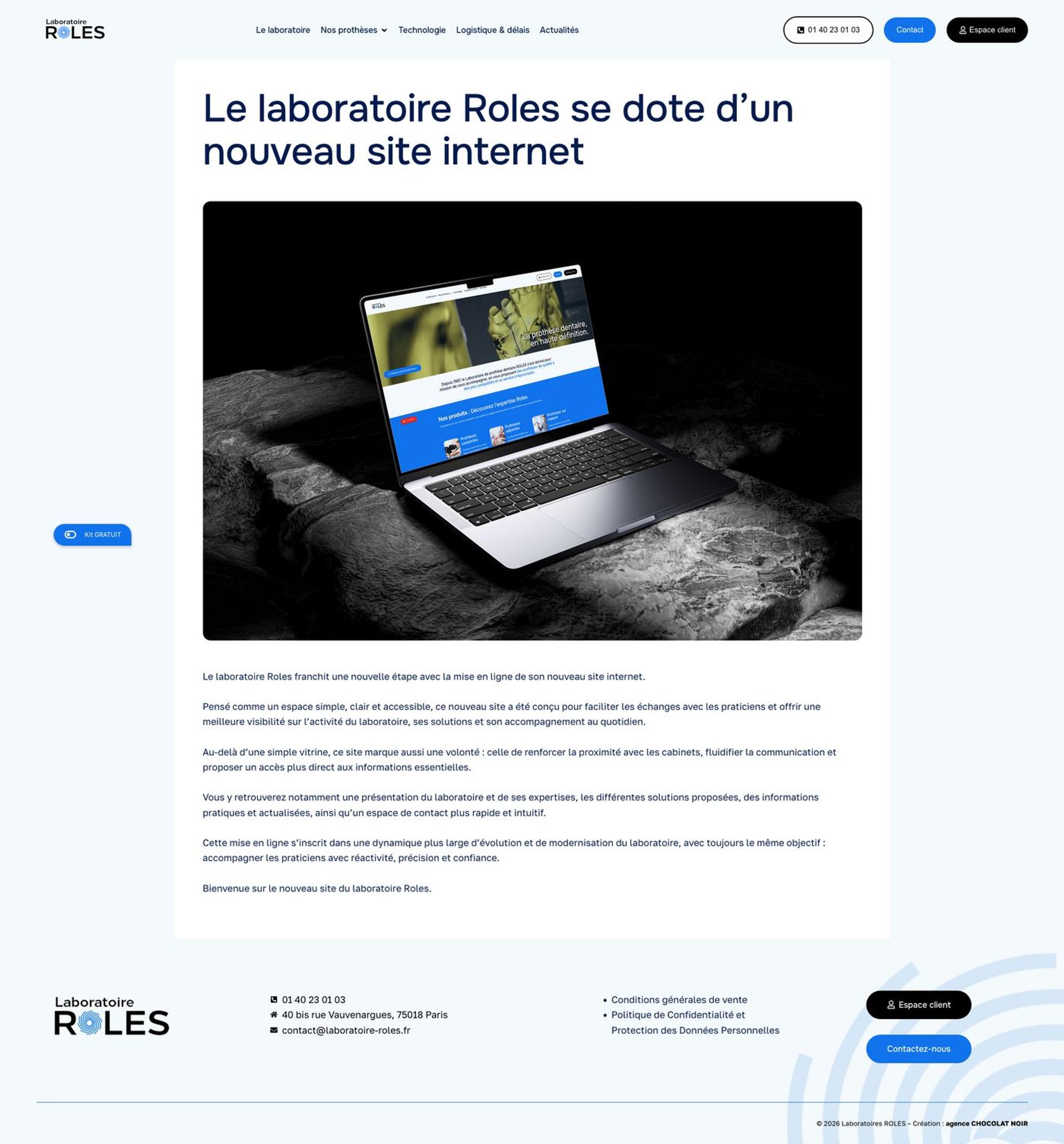 Article d'actualité, lancement du nouveau site — Laboratoire ROLES