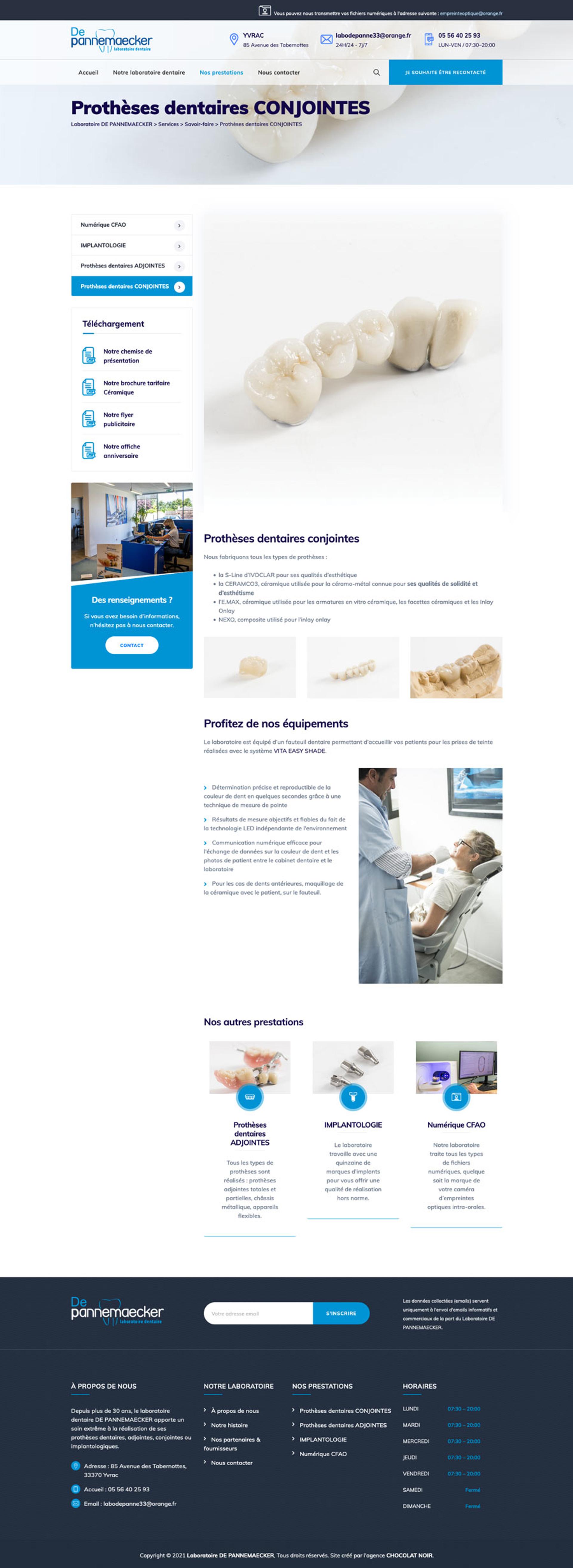 Création site web labo dentaire : Laboratoire DE PANNEMAECKER
