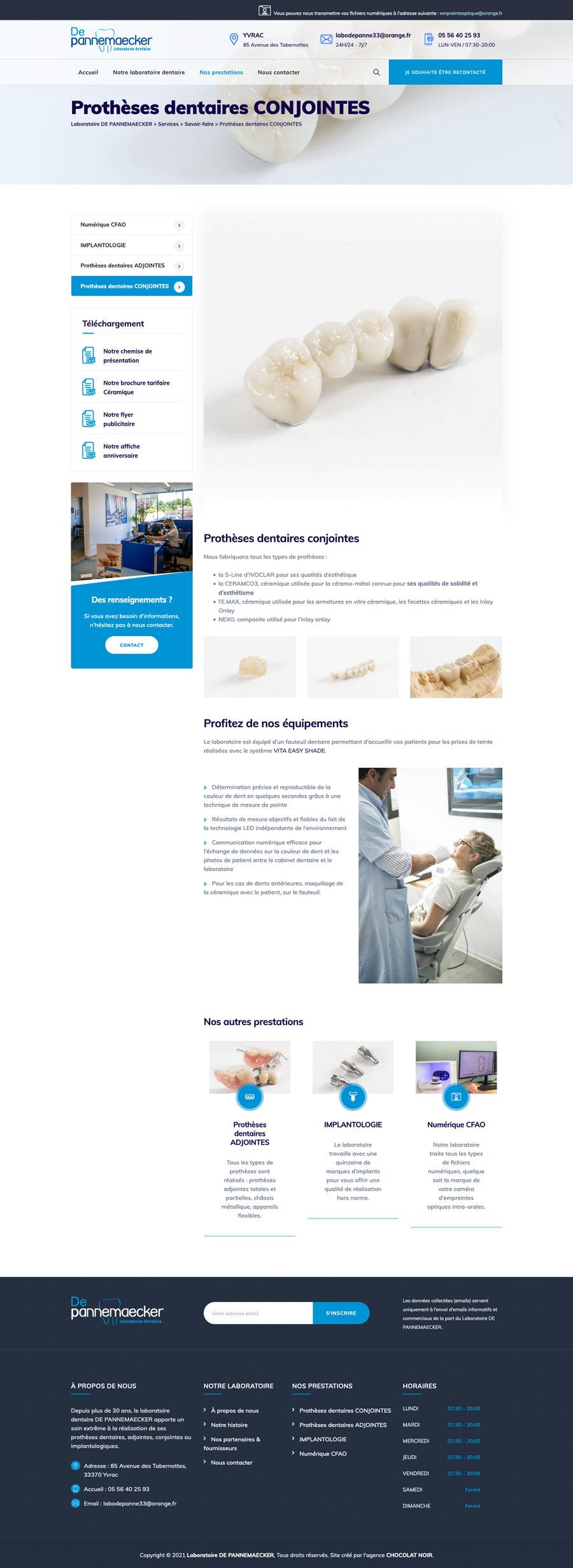 Création site web labo dentaire : Laboratoire DE PANNEMAECKER