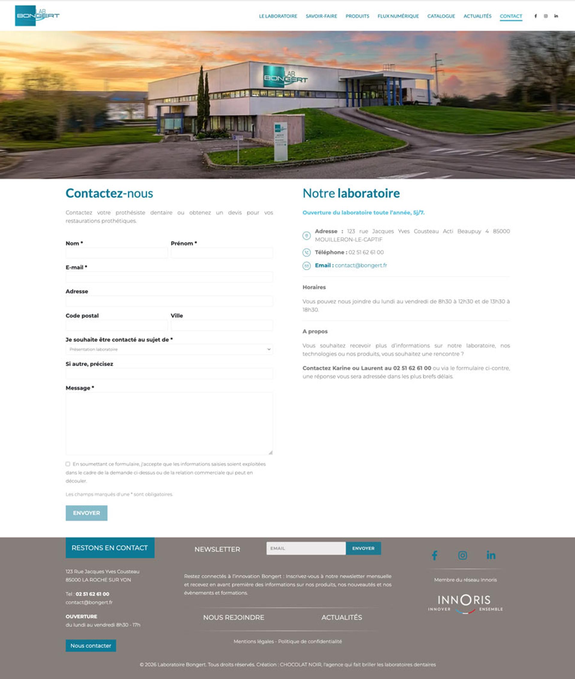 Laboratoire BONGERT — Création du site internet
