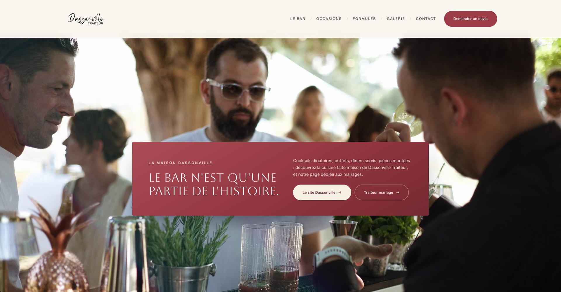 Appel à l'action de la landing page renvoyant vers le site principal Dassonville Traiteur